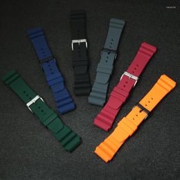 Watch Bands For Fluororubber Silicone Band Water Ghost Diving Can Sbbn013 Abalone Men Black Orange Blue Strap 22mm