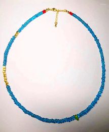 Choker 1PCS Original Hand-Made Fine Beaded Glass Necklace Charm Niche Girl Sea Blue Party Creative Women's Holiday Gift