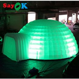 SayOK 8-meter diameter inflatable igloo dome tent outdoor inflatable lighting tent with hair dryer for club activities party performances