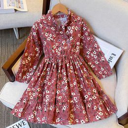 Girl's Dresses Teenagers Dresses for Girls Floral Print Kids Dress Costume Spring Autumn Long Sleeve Children Clothes Vestidos Years
