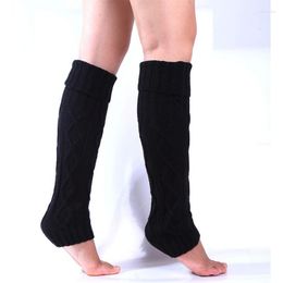 Women Socks 1 Pair Winter Knitted Wool Warm Leggings Vintage Lingge Solid Color Thermal Long Furry