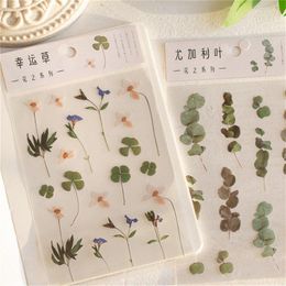 Gift Wrap 2PCS Flower Flat Stickers Fresh Natural DIY Sticker Journal Paper Decoration PET Decal Plant Material