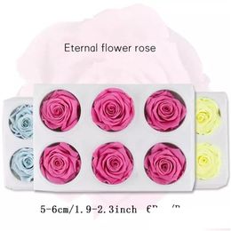 Decorative Flowers Wreaths 6Pcs/Box High Quality Preserved Flower Rose Heads Immortal 5-6Cm Diameter Mothers Day Gift Eternal Life Dhmts