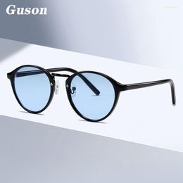 Sunglasses GUSON TR90 Frame Fashion Round Women Men 2023 Vintage Brand Design Driving Sun Glasses Light Coloured Shades UV400