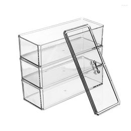 Jewellery Pouches Three-layer Large Multi-function Clear Acrylic Box Cosmetic Storage Organiser Makeup Rack 23.3x9.4x21cm