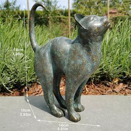 Decorative Objects Figurines Cat Statue Resin Figurine Bronze Lawn Porch Yard Home Garden Outdoor Sculpture Statue Decoration Home Office Ornament 230804