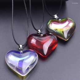 Pendant Necklaces 1Pc Mix Colours Korean Styles Big Heart Love For Women Y2K Sweet Harajuku Leather Collier Jewellery