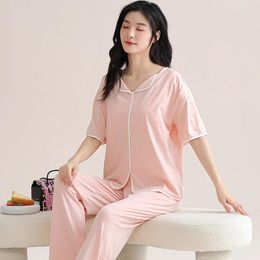 Women's Sleepwear M-3XL Women Pyjamas Set Summer Modal Ladies Short Sleeve Leisure Homewear