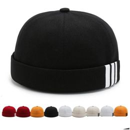 Beanie/Skull Caps Beanieskl Fashion Vintage Beanie Hats Men Women Spring Autumn Landlord Hat Streetwear Hip Hop Brimless Docker Cap Wh Dhi9T