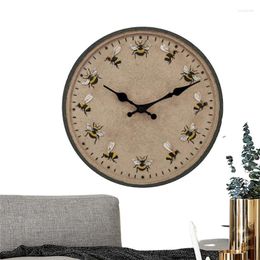 Wall Clocks Outdoor Retro Weatherproof Garden Clock Outside Waterproof Bee Theme Accurate Time Strong Resin For Patio And