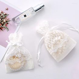 Gift Wrap 10pcs Lace Storage Bag White Stars Wedding Party Jewelry Packaging Decoration Drawable Bags Pouches 10x14CM