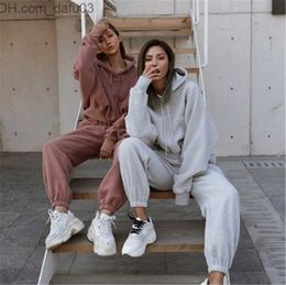 Women's Tracksuits Women's Tracksuits 2021 Women Two Piece Set Outfits Autumn Womens Tracksuit Oversized Hoodie And Pants Casual Sport Suit Winter 2 Woman Z230805