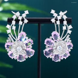 Dangle Earrings Missvikki Luxury Clear Pink Crystal For Women Wedding Party CZ Dubai Bridal Fashion Jewelry