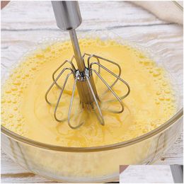 Egg Tools Creative Semi-Matic Beater Stainless Steel Whisk Manual Hand Mixer Self Turning Stirrer Kitchen Drop Delivery Home Garden Di Dhxcy