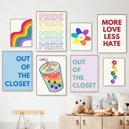 Modern Colour Quote Cartoon Sun Flower Canvas Painting Rainbow Drinks Posters And Prints Pride Pictures Wall Art Office Living Room Decor 06