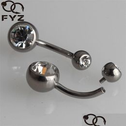 Nose Rings Studs Internally Threaded G23 Belly Button 14G Double Gems Navel Bars Body Piercing Jewellery 230425 Drop Delivery Dhhva