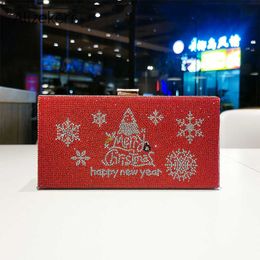 Evening Bags Christmas Tree Pattern Diamonds Clutch Women 2023 Designer Creative Rhinestones Handbag Chain Shoulder Bag Party 230427