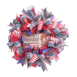 Decorative Flowers Independence Day Wreath 4th Of July Patriotic With Red White Decor For Front Door Memorial Veterans Hanging Garland