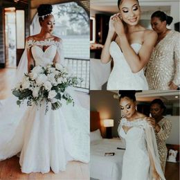 Elegant African Mermaid Wedding Dresses 2021 Robe De Mariee Lace Sweetheart Wedding Gowns Custom Made Long Train Bride Dresses290r
