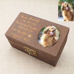 Other Cat Supplies Custom Pet Fur Box Personalised Urn for Ashes Engraved Wood Memorials Urnen Pets Keepsake 230804