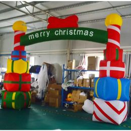 wholesale Inflatable Christmas Arch with Gift Box Archway Air Blower for Yard Shopping Mall Decoration 5mW x 4mH