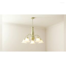 Pendant Lamps Lamp Led Art Chandelier Light Room Decor French Country American Fresh Green Creamy Glass Ceiling