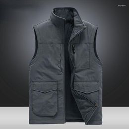 Men's Vests 2023 Men Winter Warm Stand Collar Body Sleeveless Cotton Zipper Jackets Coat Outwear Classic Waistcoat Tops Clothing Y116