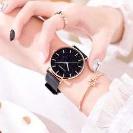 Wristwatches Ladies Quartz Watches Women Luxury Stainless Steel Clock Female Modern Fashion Beauty Wrist Watch Mesh Strap Gift Saats Reloj