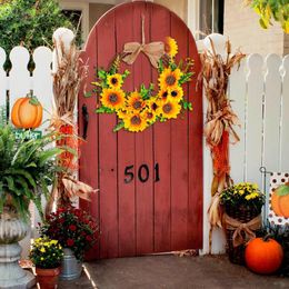 Decorative Flowers Sunflower Wreath Bee Festival Door Decoration Half Circle Large Boxwood Wreaths For Front
