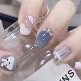 False Nails Short Nail Art Cute White Cloud Gentle Whitening Products Reusable Adhesive Fake Supplies Glue Press Things