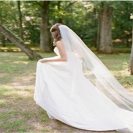 2017 New Wedding Veil Cut Edge Bridal Veil with Comb One Layer White Ivory 3 M Long Cathedral Veils Velos De Novia Wedding Accesso2780