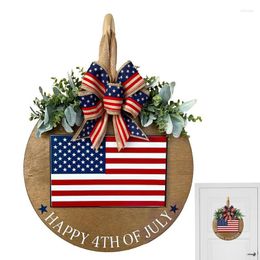 Decorative Flowers Independence Day Wreath Decoration 4th Of July Welcome Door Sign Garland Patriotic For Front Happy