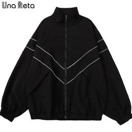 Mens Jackets Una Reta Men Streetwear Jacket Coat Harajuku Autumn Hip Hop Luminous Strip Design Couple Windbreaker Track Man 230804