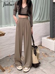 Women's Pants Capris Jielur South Korea Autumn Elastic Waist Set Wide Leg Trousers Women's High Waist Pants Black Khaki Almond Loose Women's Pants S-XXL Z230805