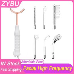 Handle High Frequency Machine Facial Device Skin Spot Reduction Wrinkle Removal Beauty Equipment Home Use Acne Treatment Electrotherapy 7 Electrodes Glass Tubes