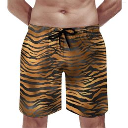 Men's Shorts Tiger Print Stripes Board Men Beach Pants Glam Black And Gold Large Size Swim Trunks Quality