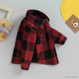 Jackets Toddler Baby Boys Girls Flannel Shirts Long Sleeve Plaid Jacket Button Down Baby Shacket Fall Tops 6M-3T R230805