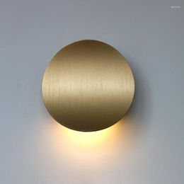 Wall Lamp Nordic Brushed Gold LED Minimalist Circular Corridor Porch Living Room Background Light Bedside Sconce BL05