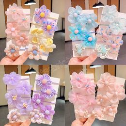 10Pcs Girl Flower Hair Rope Elastic Hairband Children Rubber Band Hair Ring Cute Kid Ponytail Holder Headwear Hair Accessories