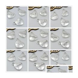 Headpieces 50Pcs Sier Plated I Love You To The Moon And Back Heart Shape Charms Fit Bracelet Sister Dad Son Mom 14X18Mm Drop Delivery Dho1K