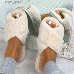 Slippers Winter Indoor Women's Fur Slide Warmth Artificial Fur Home Slide Flat Fashion Classic Design Luxury Flip Roof Anti slip Sole Z230805