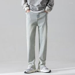 Men's Jeans 2023 Autumn Vintage Light Color Straight Leg High Quality Slouchy Stretch Denim Pants Male Brand Trousers