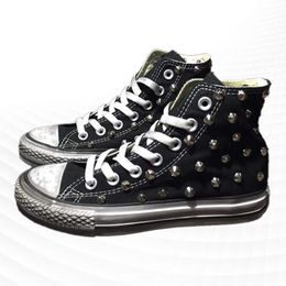 Shoes Retro Fashion Dress Trend Old Rivet Small Tip Nails Parentchild Canvas Shoes All Comfortable Hip Hop Style Street