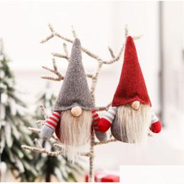 Christmas Decorations Handmade Swedish Gnome Scandinavian Tomte Santa Nisse Nordic Plush Elf Toy Table Ornament Xmas Tree Jk1910Xb Dro Dhx7T