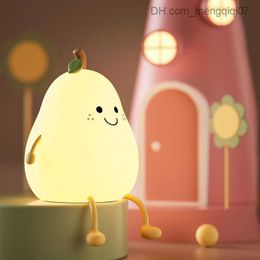 Lamps Shades Night Lights Led Pear Fruit Night Light Usb Rechargeable Dimming Touch Sensor Lamp Bedroom Bedside Decoration Christmas Gift Kid Z230809