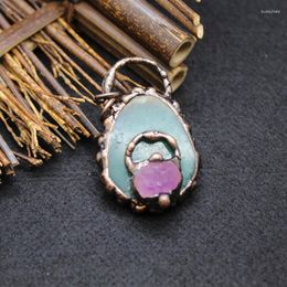 Pendant Necklaces 1pc Druzy Handcrafted Jewellery Natural Stone &Necklace AntGold Colour Green Aventurine Rose Amethystss