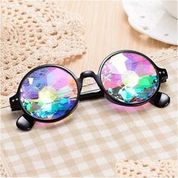 Sunglasses Kaleidoscope Glasses Women Retro Rave Festival Round Men Nail Hologra 220826 Drop Delivery Fashion Accessories Dht2L