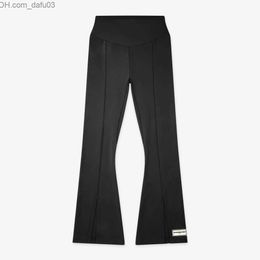 Women's Pants Capris High waisted black pants for women's split style flange leg gym fitness tight fitting exercise running clothes for women Z230805