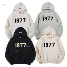 2023 Winter Fashion Oversized Men Hoodies High Quality 1977 Flocked 100% Cotton Sweatshirts Loose Couples Tops Fashion Hip Hop Hoodie E2