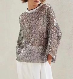 Women's Sweater European Fashion Brand Fish scale sequin long sleeve sweater